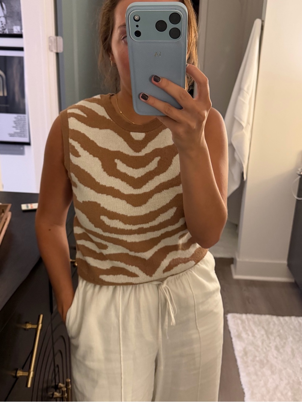 wild fable Brown & Cream Zebra Knit Tank